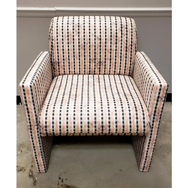 Wood 1980s Milo Baughman for Directional Custom Upholstered Lounge Chair With Original Tags For Sale - Image 7 of 12