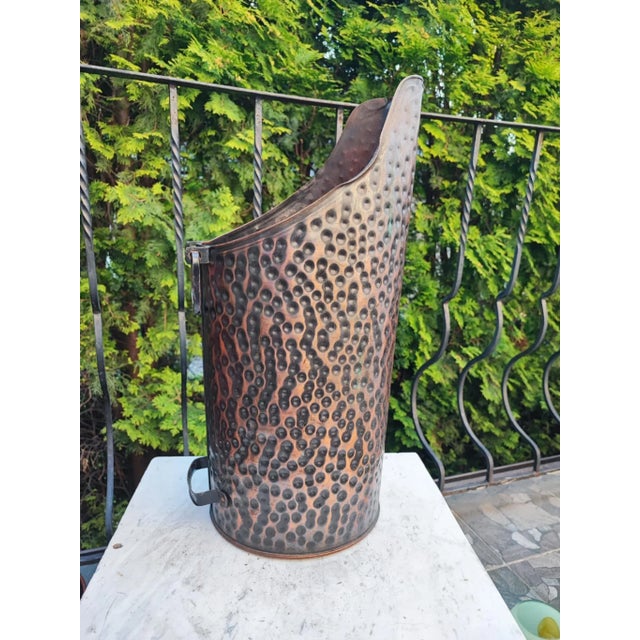 Metal Art Deco Wood Burning Copper Coal Can, 1940s For Sale - Image 7 of 7