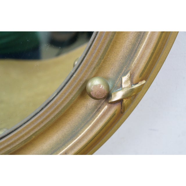 Gold Antique Federal Giltwood Convex Bullseye Rondel Eagle Wall Mirror 31" For Sale - Image 8 of 15