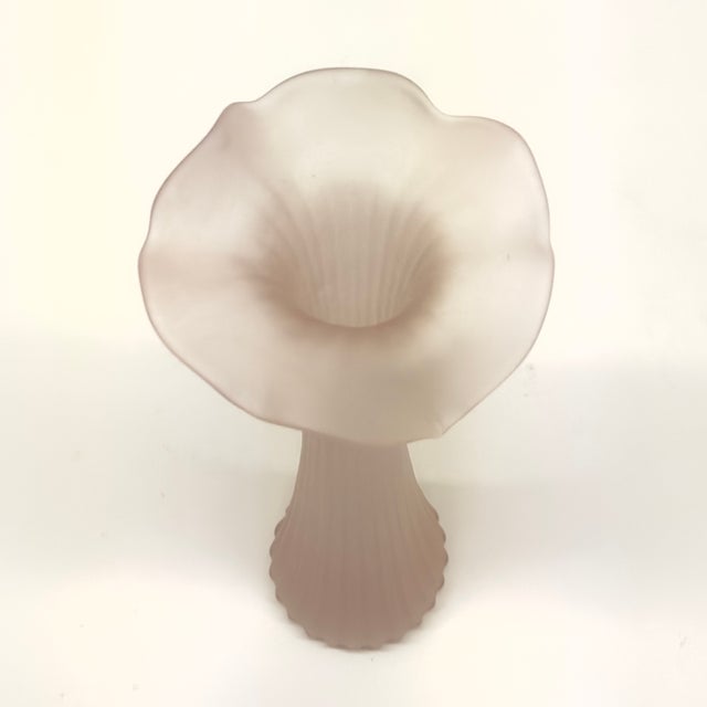 Pink Pastel Pink Delicate Frosted Glass Vase Curation - Group of 3 For Sale - Image 8 of 11