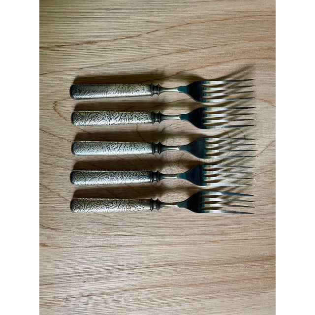 Metal 1880 Pairpoint Silver Plate Flatware Set- 10 Pieces For Sale - Image 7 of 9