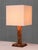 Brown French Art Deco Geometric Oak Table Lamp with Linen Shade, Late 1930s For Sale - Image 8 of 13