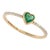 Minimalist Heart Cut Emerald Ring Set in 14k Solid Yellow Gold Size 7 For Sale