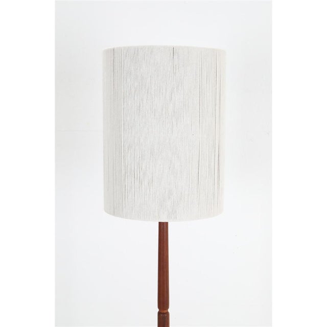 1950s/1960s, denmark, teak (solid wood and veneer). High-quality new handcrafted lampshade (cream-white cotton cord),...