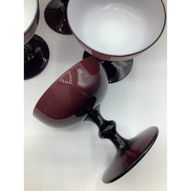 Mid-Century Modern Vintage Carlo Moretti Italy Purple White Cased Glass Champagne Coupes - Set of 8 For Sale - Image 3 of 6