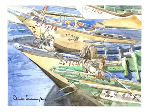 Michele Scarano, Boat, 2010s, Original Watercolor