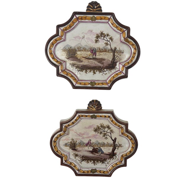 A Pair of 19th Century Painted Faience Plaques in the Style of Veuve Perrin For Sale - Image 4 of 12