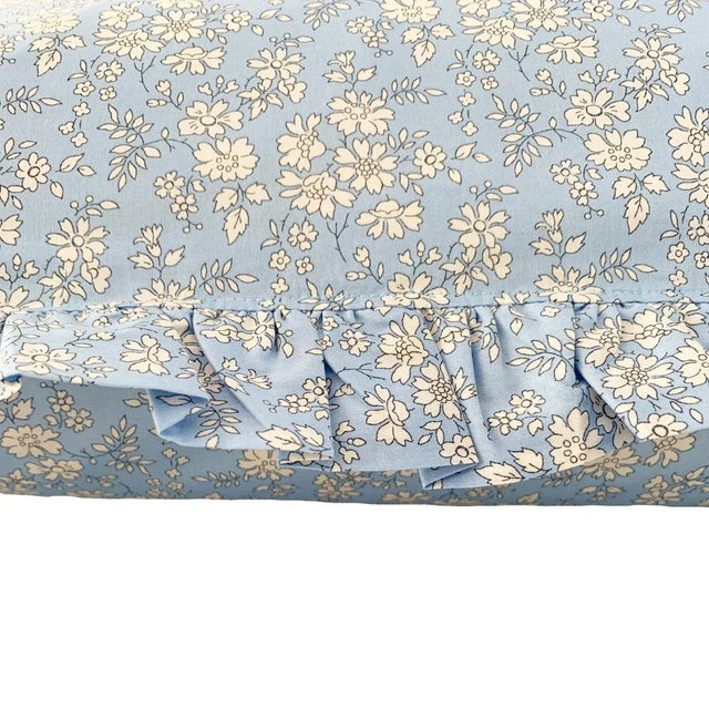 Gathered Edge Pillowcase Made With Liberty Fabric Capel Blue For Sale - Image 4 of 6