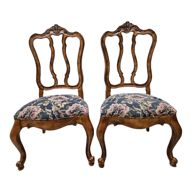 1990s Pair Chairs Ethan Allen Tuscany Pretzel Back Dining Room Side Newport French For Sale