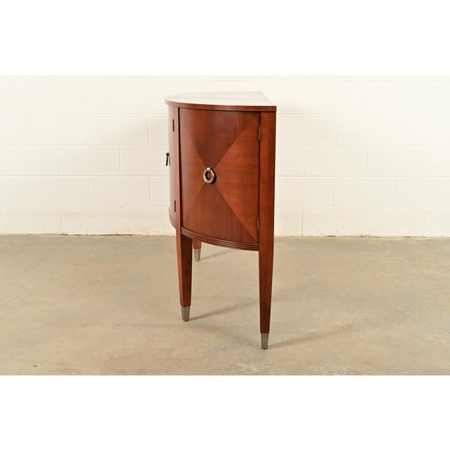 Ethan Allen French Regency Louis XVI Inlaid Cherry Wood Demilune Sideboard For Sale - Image 10 of 12