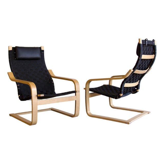 Pair, Limited Edition Alvar Aalto 406 Tribute Poäng "Poem" Chairs by Noboru Nakamura for Ikea, 1999 For Sale