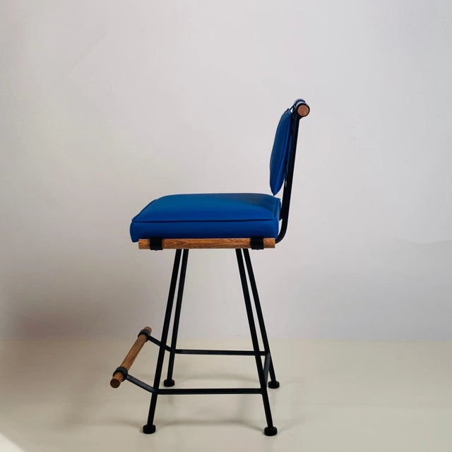 Wood California Modern Swiveling Counter Stools - Set of 3 For Sale - Image 7 of 12