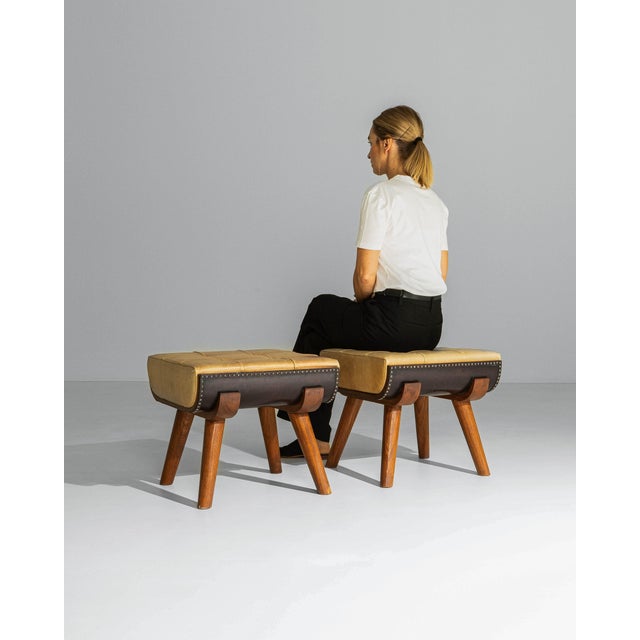 1960s 1960s Italian Exceptional Italian Ottomans - A Pair For Sale - Image 5 of 18