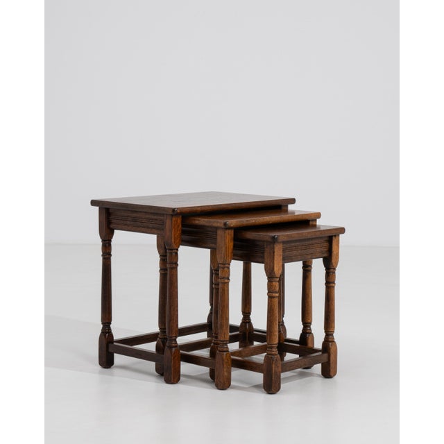 Set of 3 French Oak Nesting Tables, Circa 1970 For Sale - Image 14 of 14