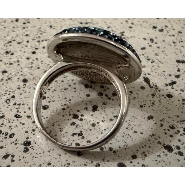 Art Deco 1990s Chelsea Taylor Sterling Silver 925 Pave Cz Ombres Wide Band Ring Size 10 For Sale - Image 3 of 5