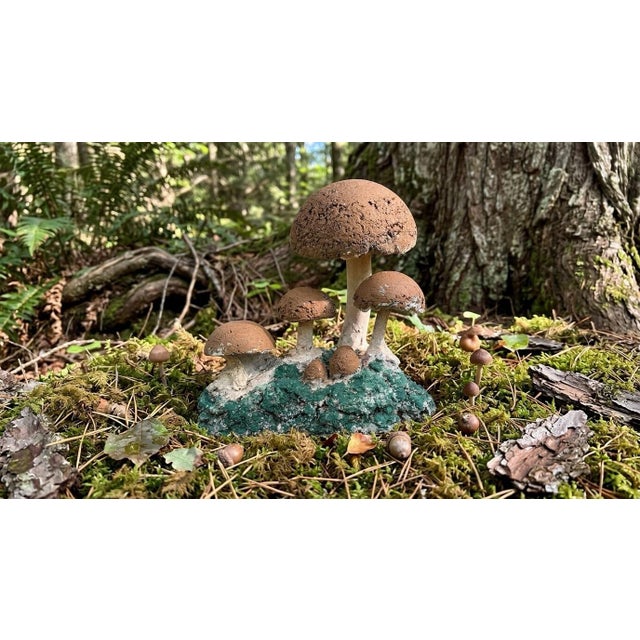 Stone Vintage Brutalist Style Cast Stone Mushroom Garden Sculpture For Sale - Image 7 of 11