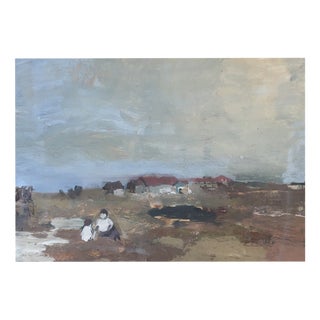 Baldo Gulberti, Enfants jouant en bord de rivière, 1953, Oil on Cardboard For Sale