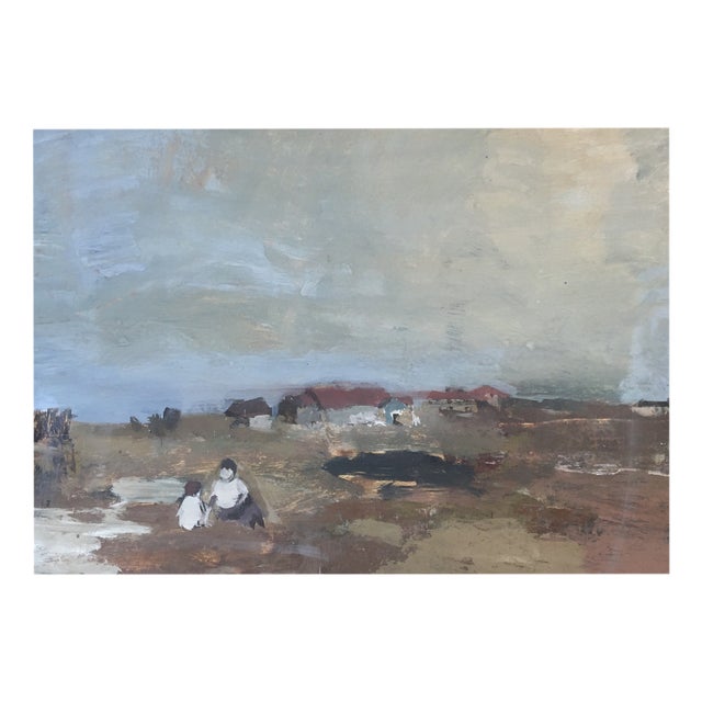 Baldo Gulberti, Enfants jouant en bord de rivière, 1953, Oil on Cardboard For Sale