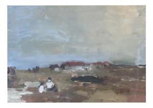 Baldo Gulberti, Enfants jouant en bord de rivière, 1953, Oil on Cardboard