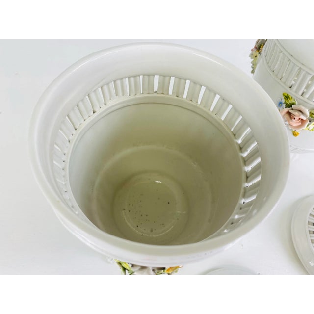 Eggshell Vintage Mid Century Delicate Italian Porcelain Urns. For Sale - Image 8 of 11