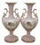 Mid 20th Century 2 St Regis American Porcelain Pink Floral Mantel Vases Trophy Urns 12" For Sale
