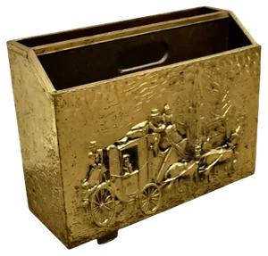 Art Deco Beaten Brass Magazine Rack in Brass, 1920s