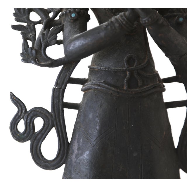 Metal Antique 19th Century Bronze Tibetan Bodhisattva Signed For Sale - Image 7 of 15