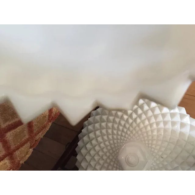 Minimalism Vintage Milk Glass Covered Centerpiece Bowl with Saw Tooth Design - a Pair For Sale - Image 3 of 12