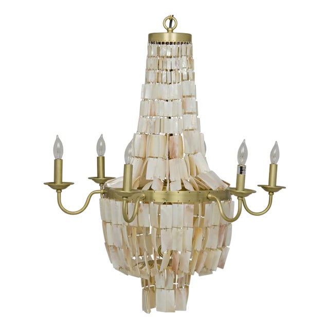NOIR Bijou Chandelier, Antique Brass, Metal and Shells For Sale
