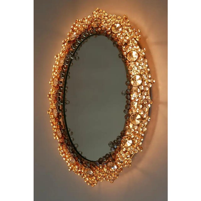 J. & L. Lobmeyr Austrian Round Mirror with Integrated Backlighting by J.L. Lobmeyr, 1960s For Sale - Image 4 of 6