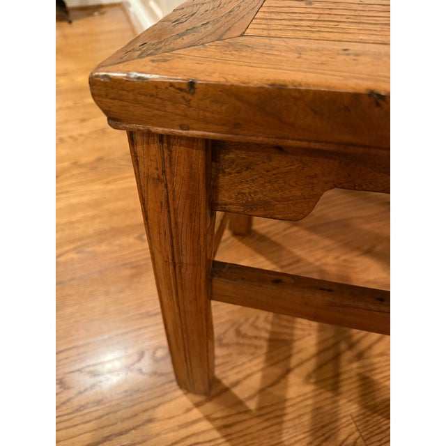 Brown Antique Chinese Hardwood Elm Low Side Table / Stool For Sale - Image 8 of 17