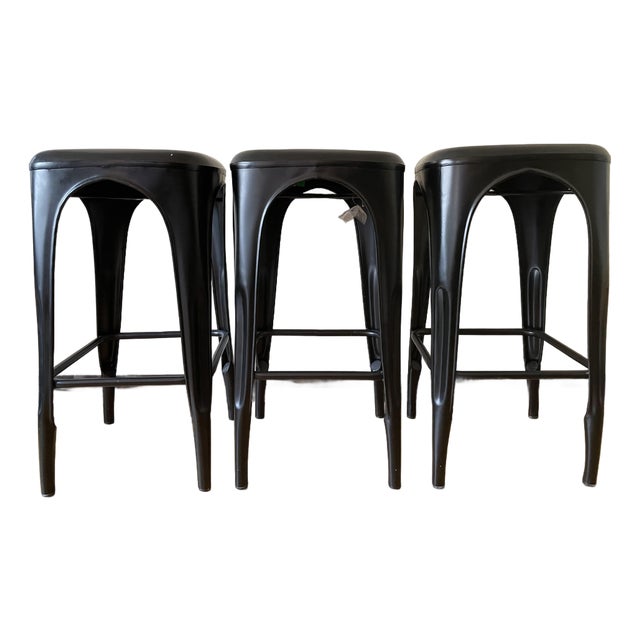 Restoration Hardware Remy Bar Stools - Set of 3 For Sale