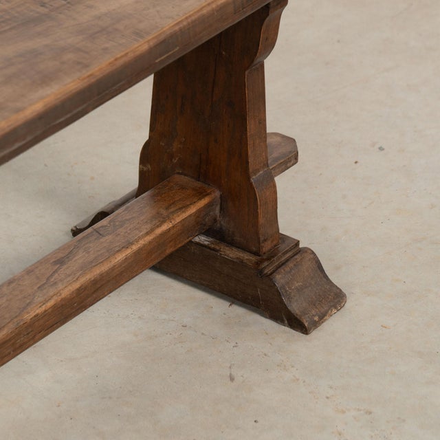 Early 20th Century French Chestnut Trestle Bench For Sale - Image 12 of 13