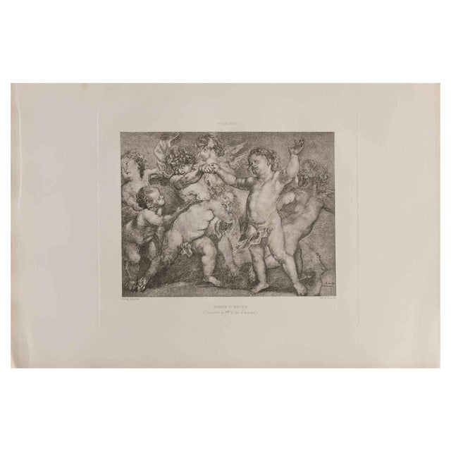 Felix-Augustin Milius, Ronde d'Anges, Etching, 1872 For Sale