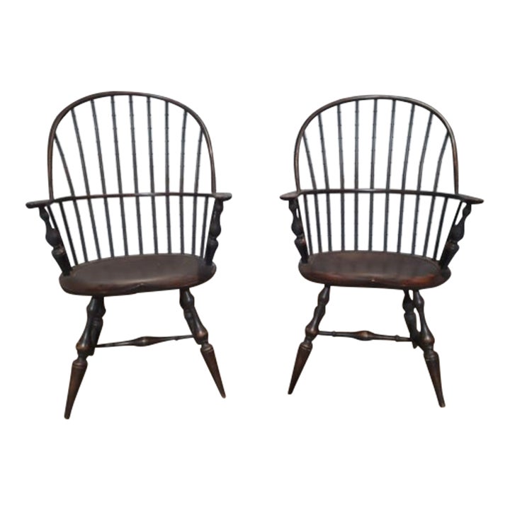 Late 20th Century Pair of D.R. Dimes Black Painted Bow Sack Back