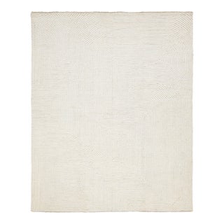 Modern Geometric Moroccan Style Wool Rug in Ivory For Sale