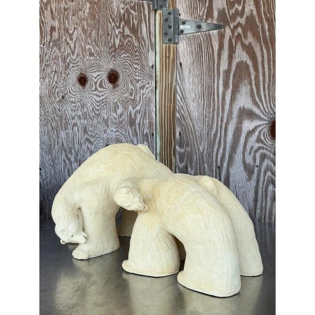 Mid-Century Modern Vintage Boho Monumental Original Studio Pottery Polar Bears - A Pair For Sale - Image 3 of 11
