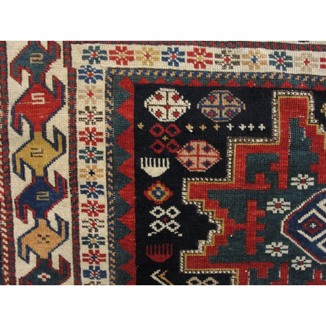 Blue Antique Caucasian Shirvan Runner, 3'7" × 8'6" For Sale - Image 8 of 10