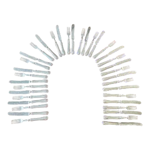 Ornate Victorian Silver Plated Flatware- 18 Place Setting