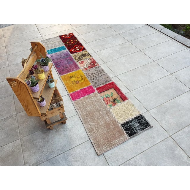 Beige Oushak Vintage Hallway Runner For Sale - Image 8 of 10