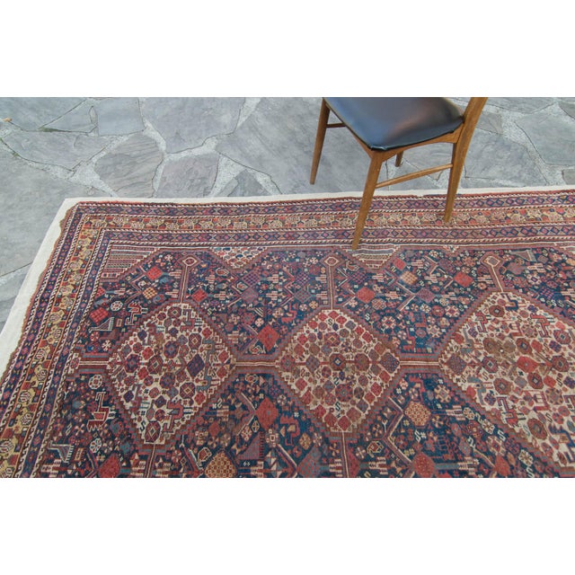 A timeless piece, this antique rug is especially interesting due to its wool on linen character. While antique, the linen...