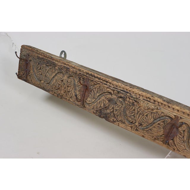 Antique Wood Handcarved Wall Coat Rack, 1890s For Sale - Image 3 of 17