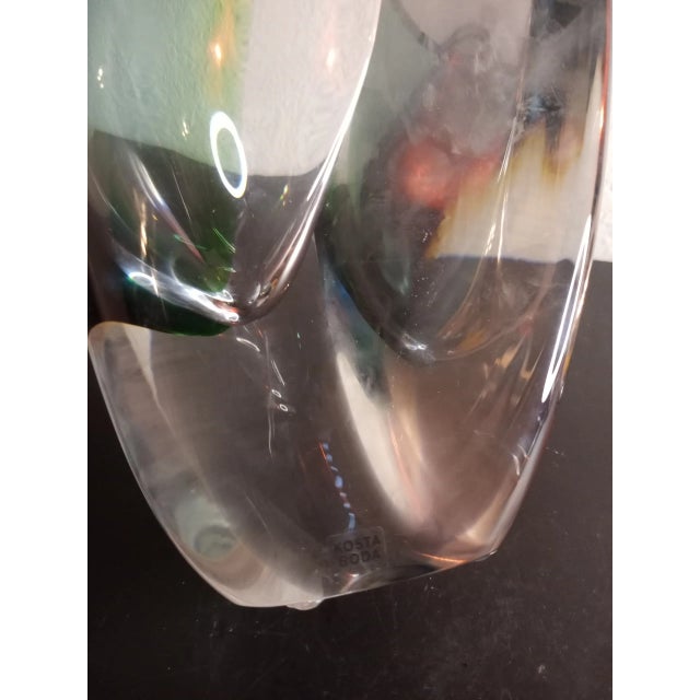 1980s 1980s Signed Goran Warff Kosta Boda Green/Blue Sommerso Mirage Vase For Sale - Image 5 of 9