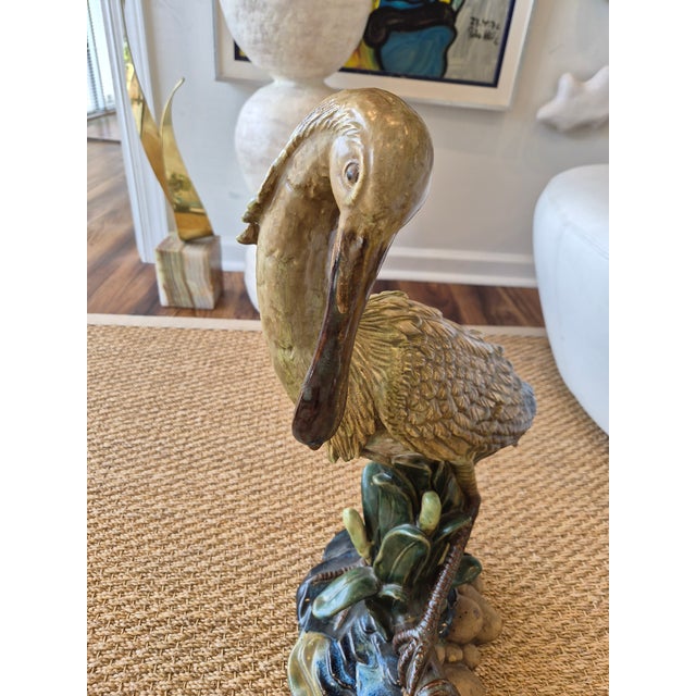 Realism Earthenware Garden Spoonbill Bird Sculpture For Sale - Image 3 of 7