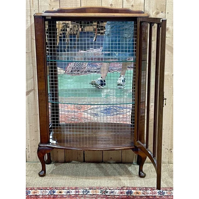 English Walnut Display Cabinet, 1950s For Sale - Image 10 of 12