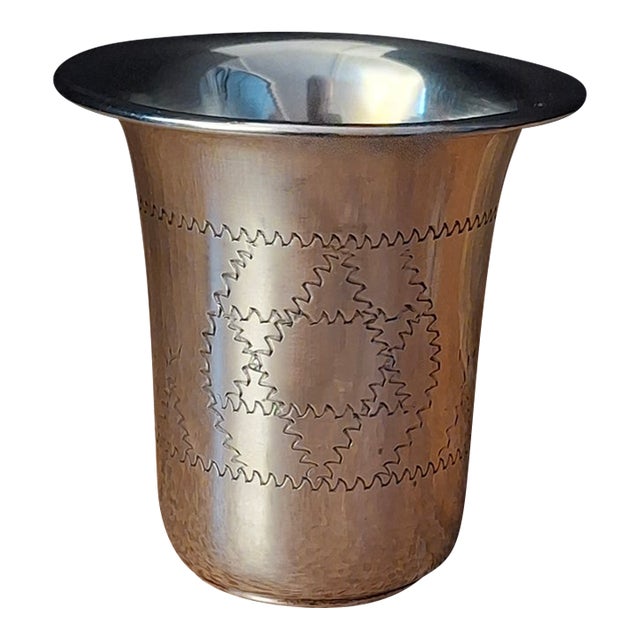 Vintage Sterling Silver Kiddush Beaker Cup Star of David Monogrammed For Sale