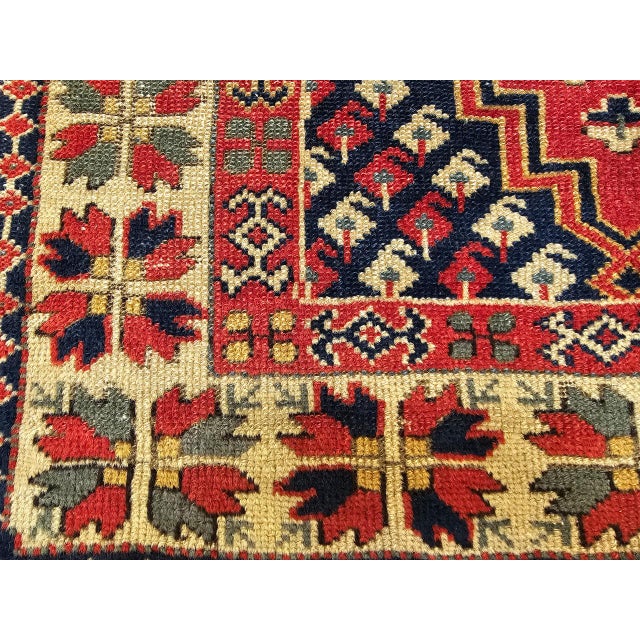 Vintage Turkish Village Area Rug, Hand-Knotted Wool, Red & Navy, 1950s, 3' x 5' For Sale - Image 11 of 15