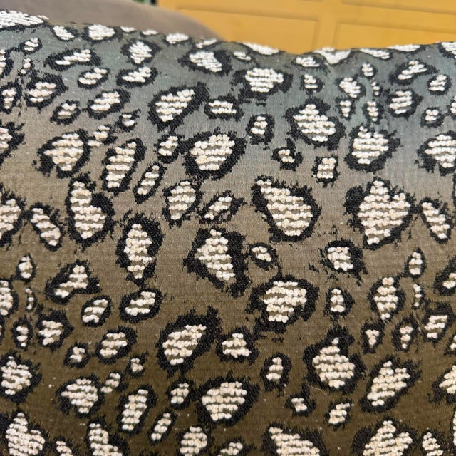Gray Woven Monochrome Leopard Motif Cushion Cover For Sale - Image 8 of 14