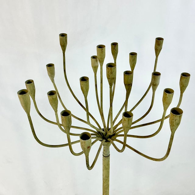 Olive Late 1800s Antique French Art Nouveau Monumental Candelabras, Floor Candle Stands- A Pair. For Sale - Image 8 of 12