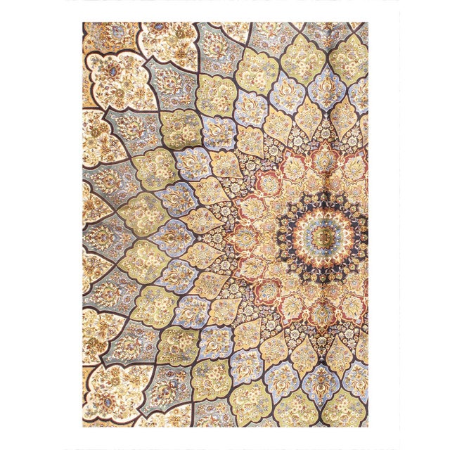 Persian Qum Design Viscose on a cotton foundation with a medallion This rug has a dense, soft pile, and excellent quality,...